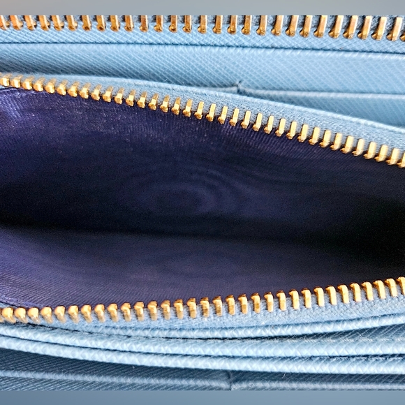 Prada Saffiano Leather Blue Bow Long Zippy Wallet - Picture 7 of 10